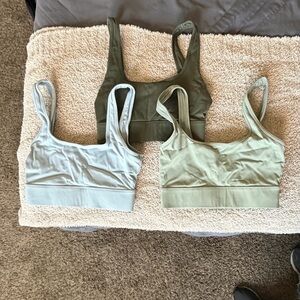 Women's Seamless Sports Bra Set - Olive, Light Blue, Sage